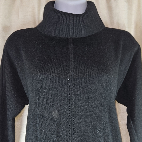 Talbots charcoal black Merino wool tunic turtleneck sweater Womens Medium - Picture 7 of 9